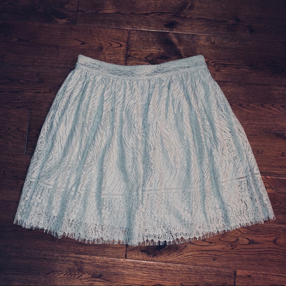 Sage Green Eyelash Lace Skirt